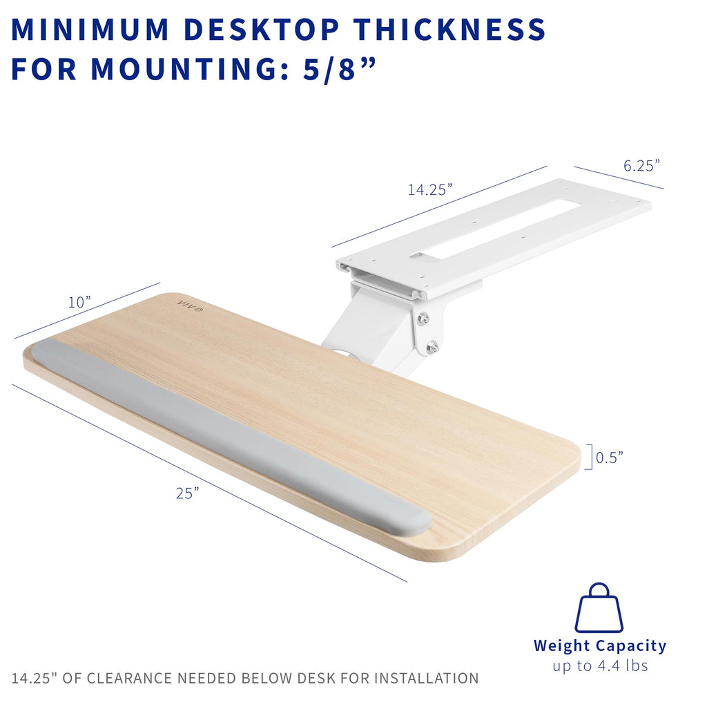 Adjustable Computer Keyboard and Mouse Platform Tray Ergonomic Under Table Desk Mount Drawer Underdesk Shelf, Light Wood