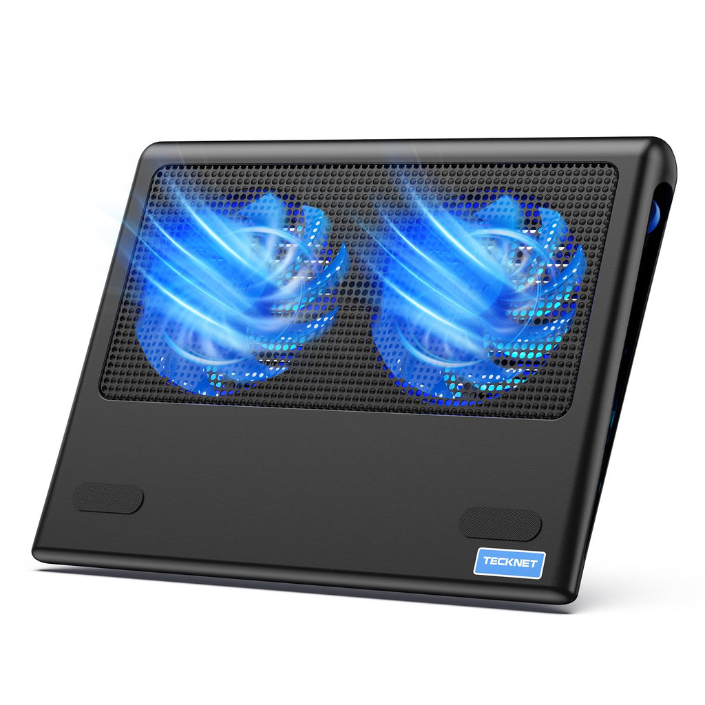 Laptop Cooling Pad - 12"-15.6" Laptops Cooler, Powerful Cooler and Ultra Quiet for Gaming Laptops Pad, 2 Wind Speed Adjustable, USB A & C Powered Cooler Stand with Laptop Fan LED (Blue)