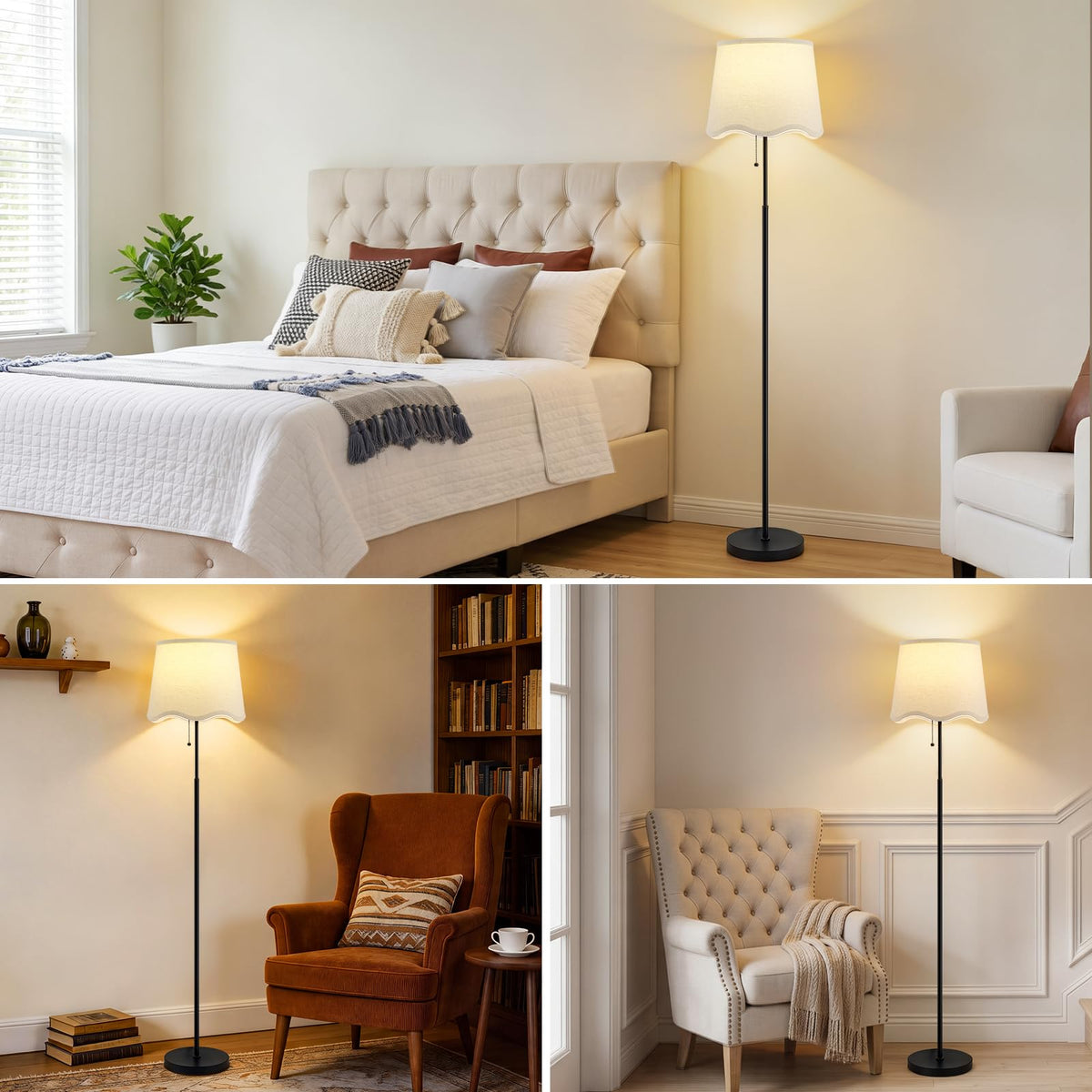 Floor Lamps for Living Room & Bedroom, 60" Modern Tall Standing Lamp, 3CCT