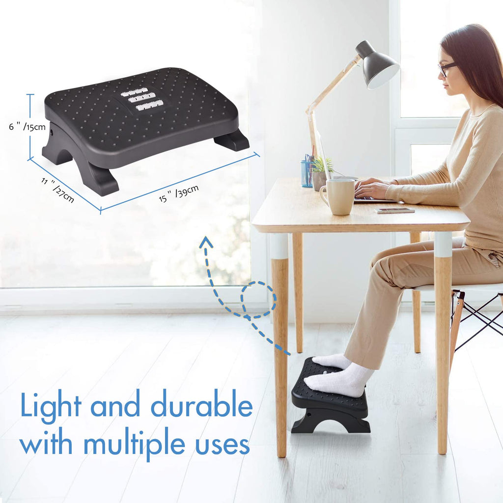 Under Desk Footrest, Ergonomic Foot Stool with Massage Rollers Max-Load 120Lbs Desk Leg Rest Pain Relief for Home Office Work
