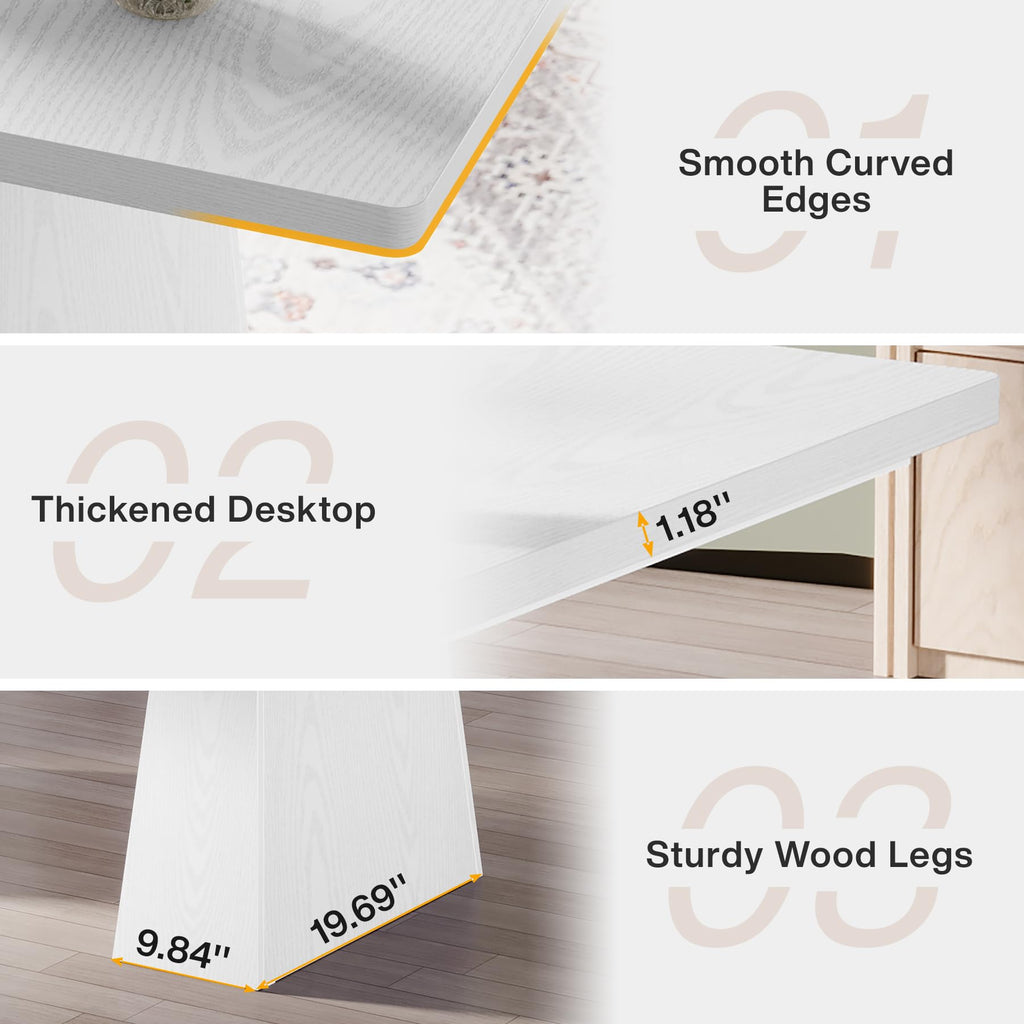 63-Inch Executive Desk, Large Office Computer Desk with Double Pedestal, Modern Simple Workstations Writing Table Conference Table Business Furniture for Home Office, White