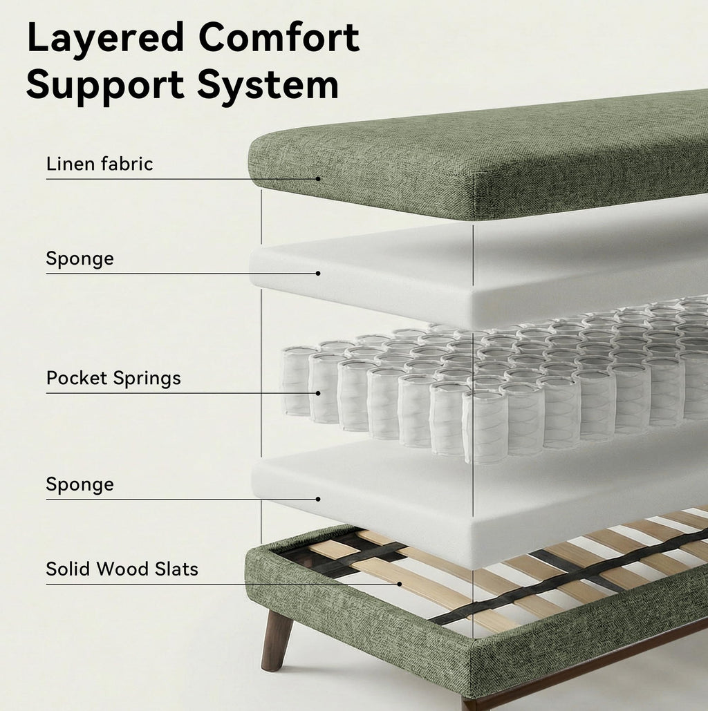 65.2" W Loveseat Sofa, Solid & Easy to Install Small Couch for Bedroom Office Apartment, Green