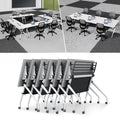 Conference Tables,47.2x23.6x29.5in Modern Folding Conference Room Tables Seminar Mobile Training Tablewith Caster,Modular Flip Top Meeting Table for Office Conference Room (White, 6 Pack)