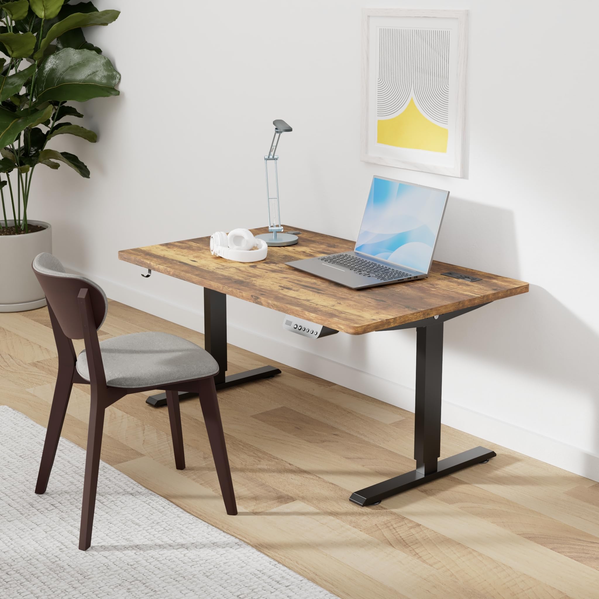 Small Standing Desk Adjustable Height & Tiltable Tabletop, Mobile Stand Up Desk for Laptop, Portable Computer Table for Home Office Work and Walking Pad Treadmill, Height 30.7"-46.4", Tan