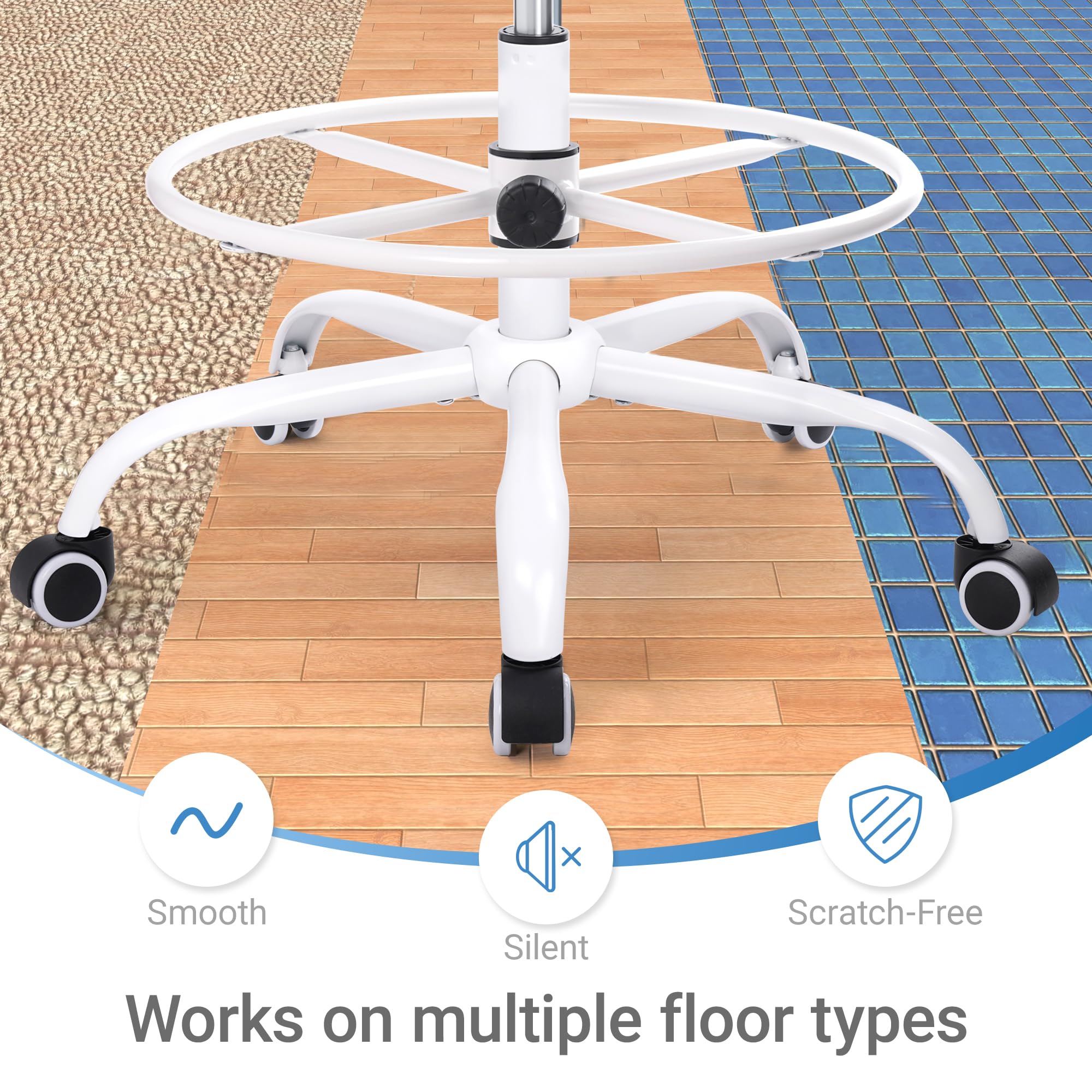 400lbs Heavy Duty Drafting Chair 5" Thickened Seat Office Chair with Flip-Up Armrests Tall Ergonomic Computer Chair with Lumbar Support and Adjustable Footrest Ring Standing Desk Chair (Black)