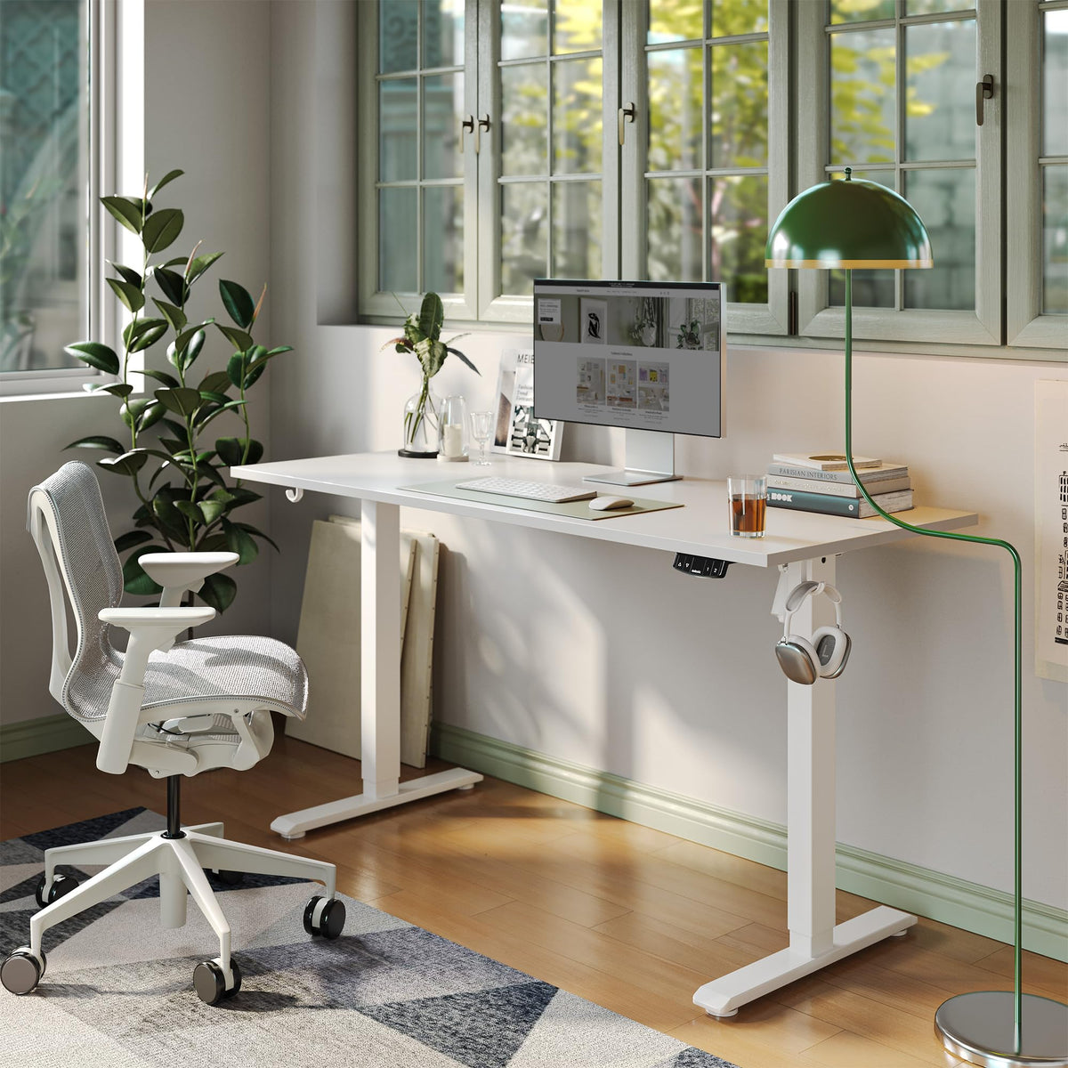 40 * 24 Inch Height Adjustable Electric Standing Desk, White