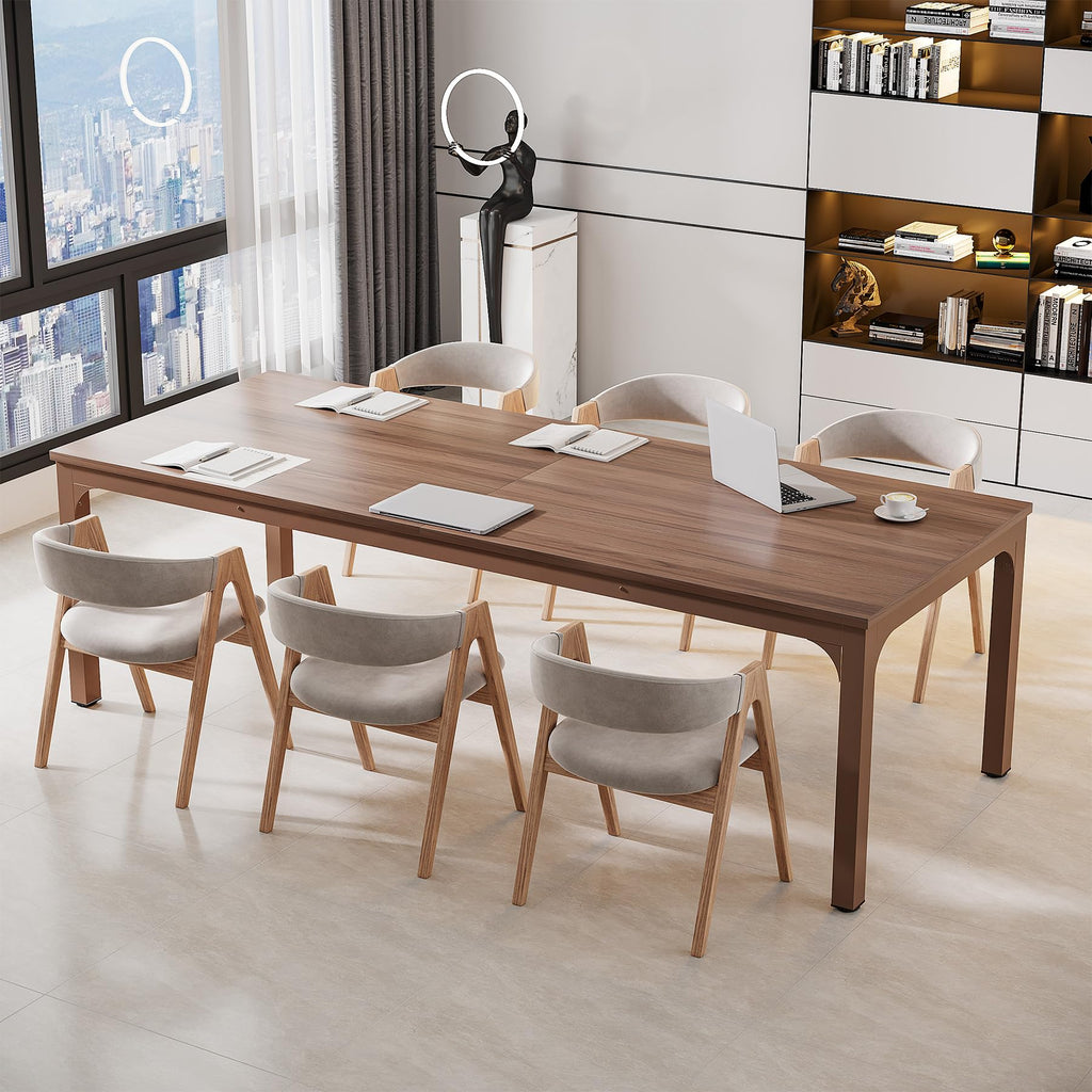 6.5 FT Conference Room Table, 78.74" W x 27.56" D Large Office Conference Table, Modern Seminar Meeting Table Desk for Boardroom, Meeting Room (1, Walnut)
