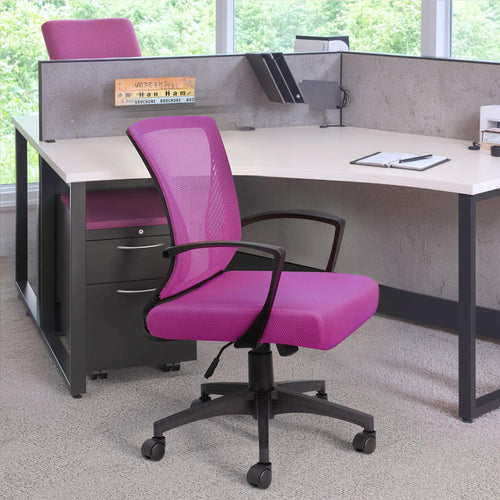 (2, Pink) Office Chair Ergonomic Computer Desk Mesh Chair Mid Back Swivel Lumbar Support with Armrest