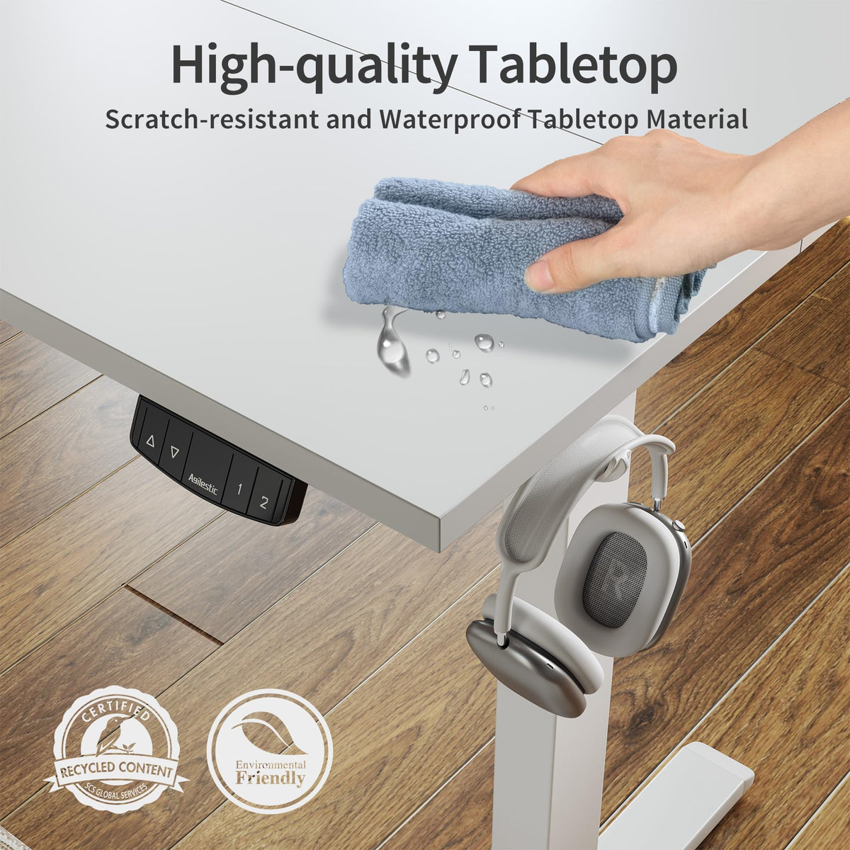 60 * 24 Inch Height Adjustable Electric Standing Desk, White