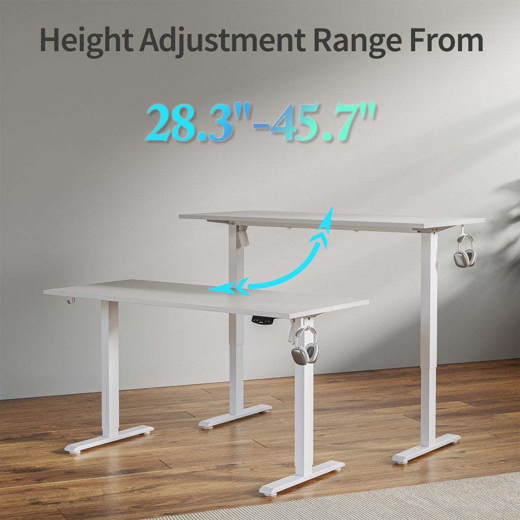 63 * 24 Inch Height Adjustable Electric Standing Desk, White
