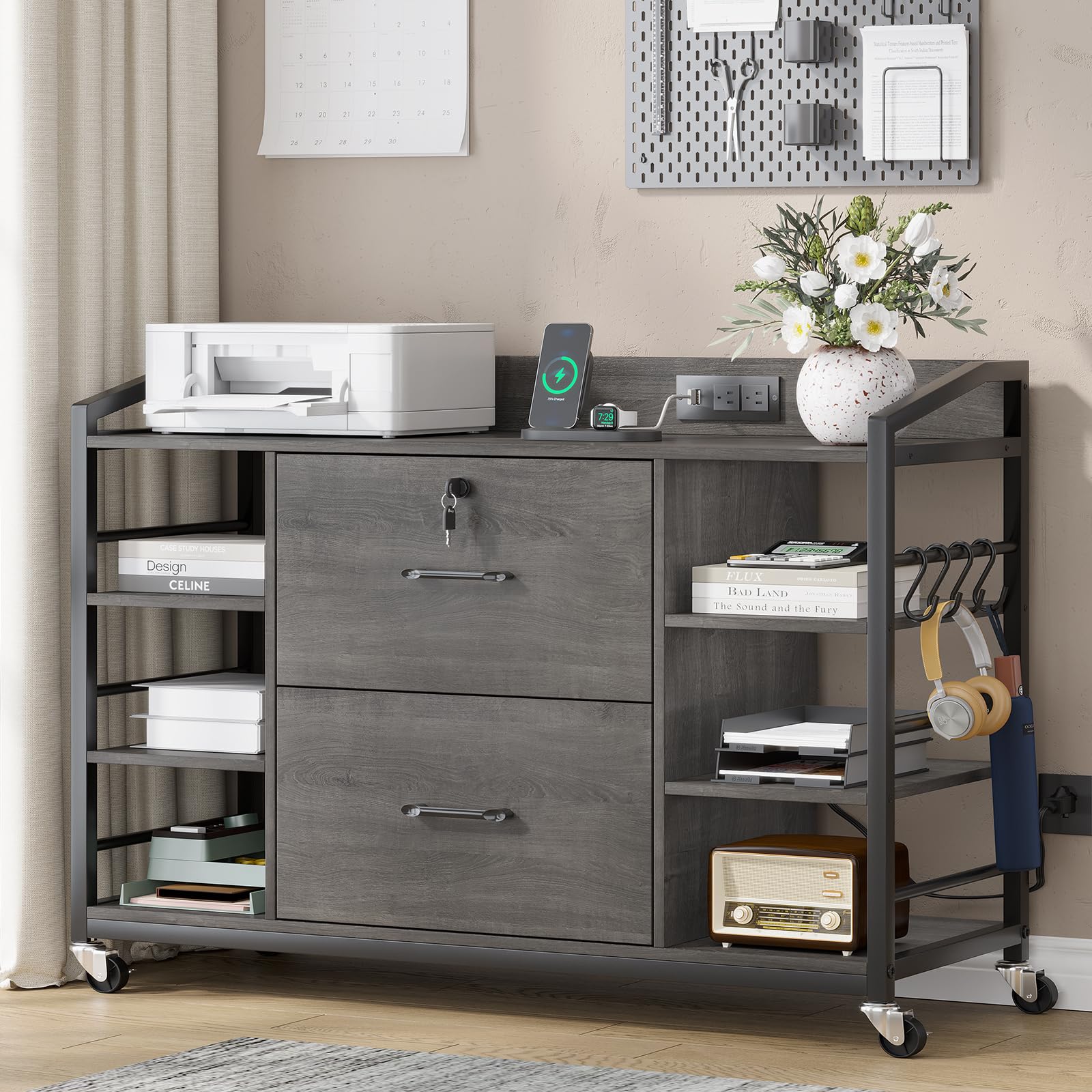 44" File Cabinet with Lock, Filing Cabinet fits Legal/Letter Size