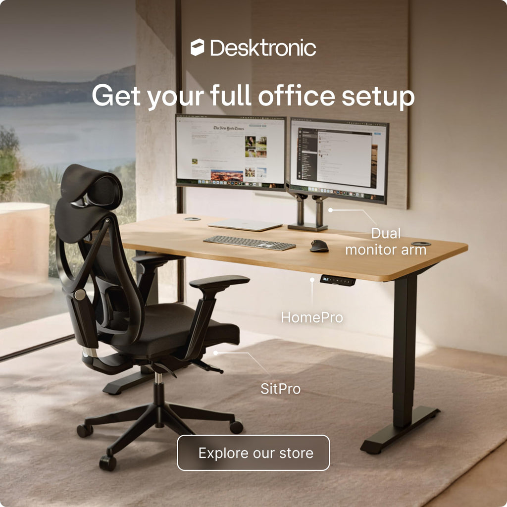 Standing Desk 54x28 — Made in Europe, Ergonomic Sit Stand Home Office Desk, Electric Height Adjustable, Dual Motor, USB & USB-C Charging, Wobble-Free, Touchscreen, 3 Memory Presets