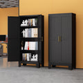 Black Metal Storage Cabinet, 61" Kitchen Pantry Cabinets for Office