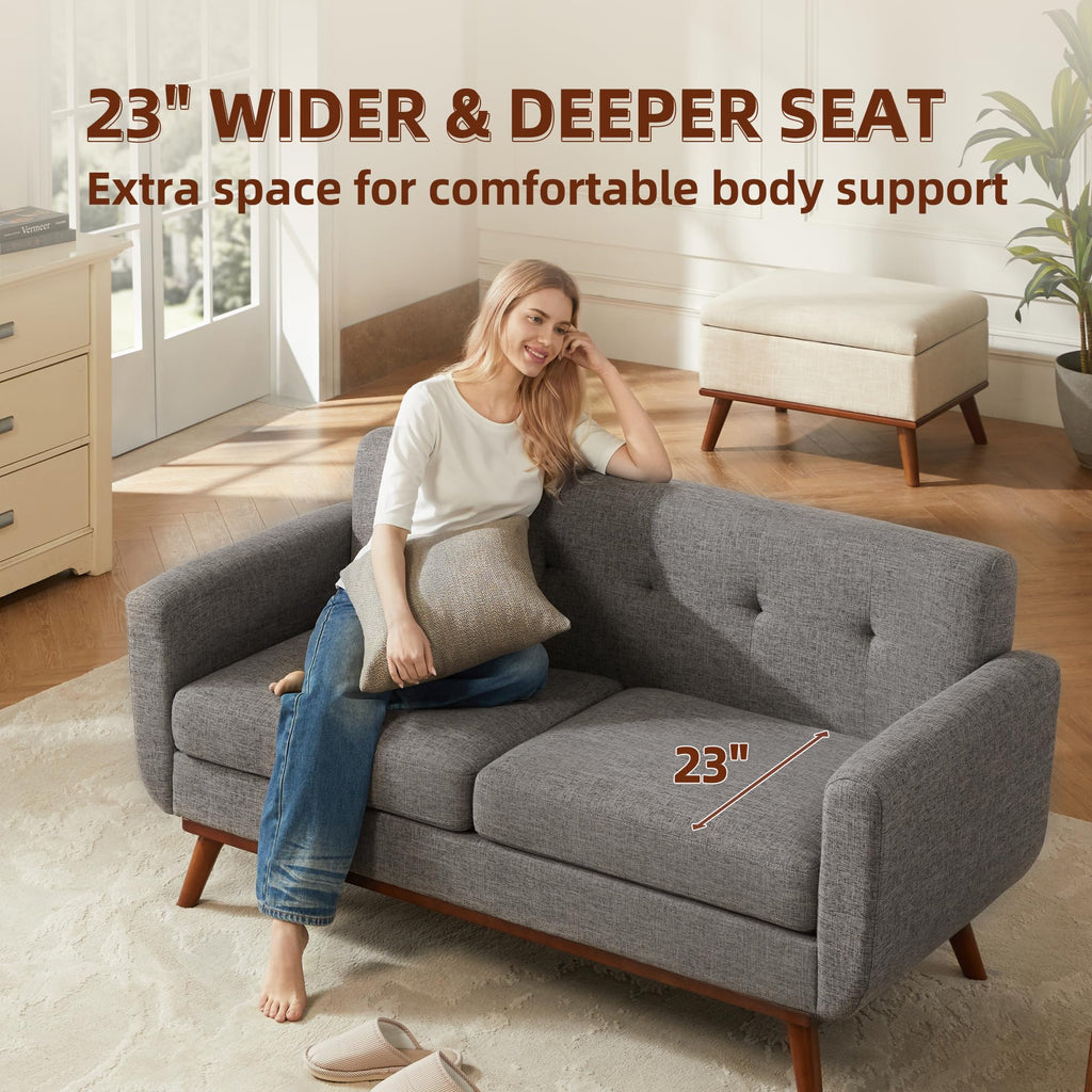 65.2" W Loveseat Sofa, Solid & Easy to Install Small Couch for Bedroom Office Apartment, Grey