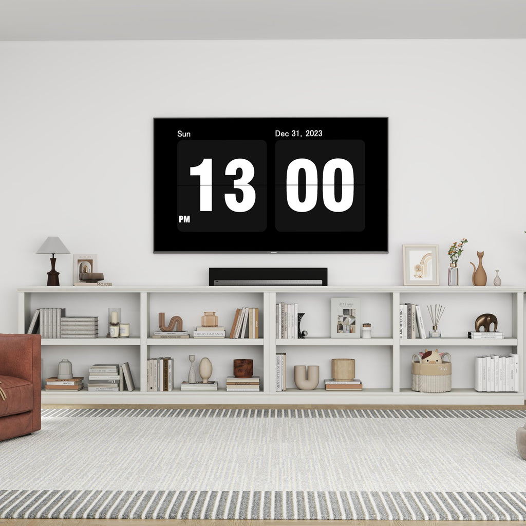 64" W Double Wide Horizontal Bookshelf, 2 Tiers 4 Storage Cube Book Case