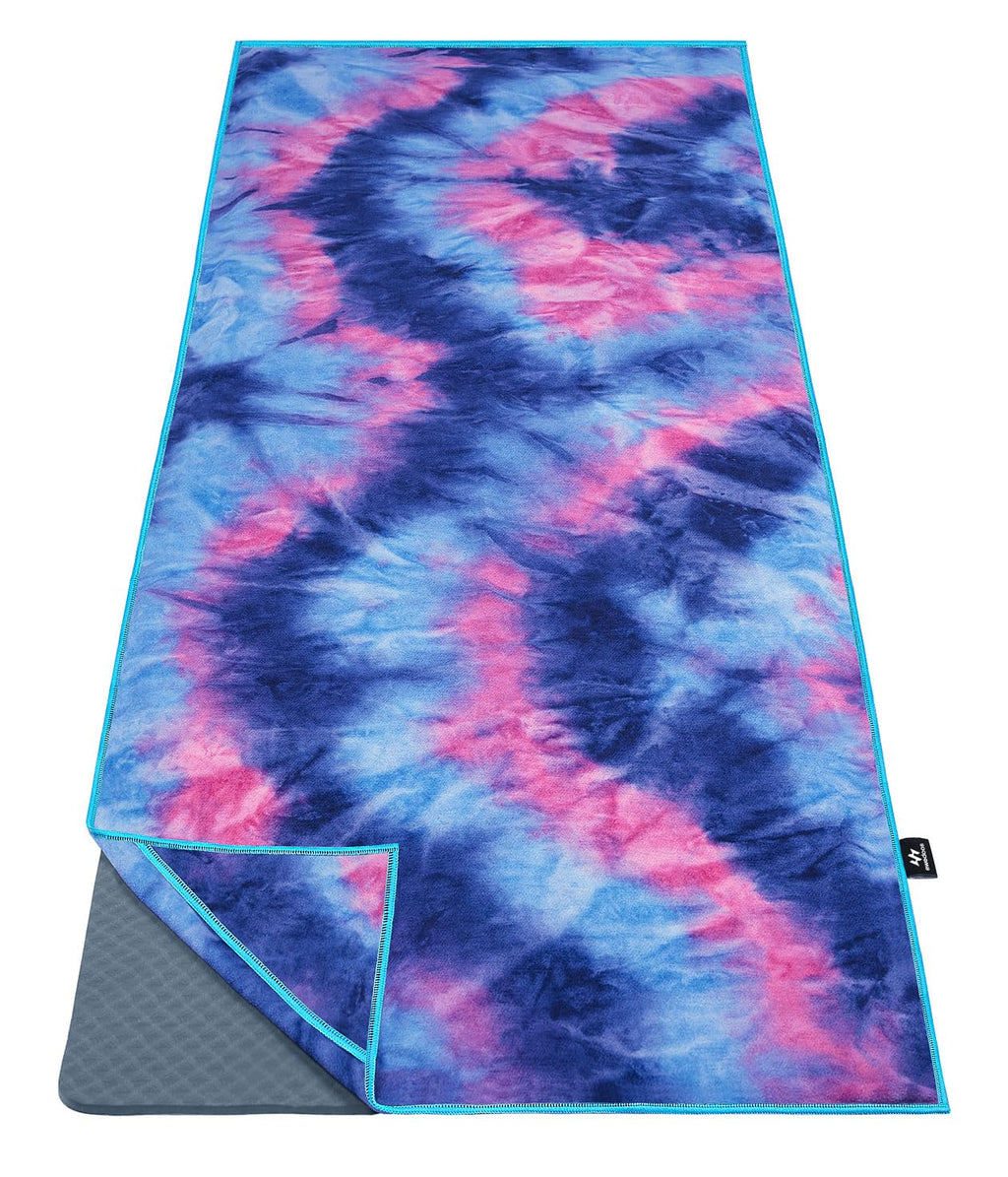 Yoga Mat Towel with Anchor Fit Corners Non Slip Towel for Hot Yoga, Pilates, Workout, Camping
