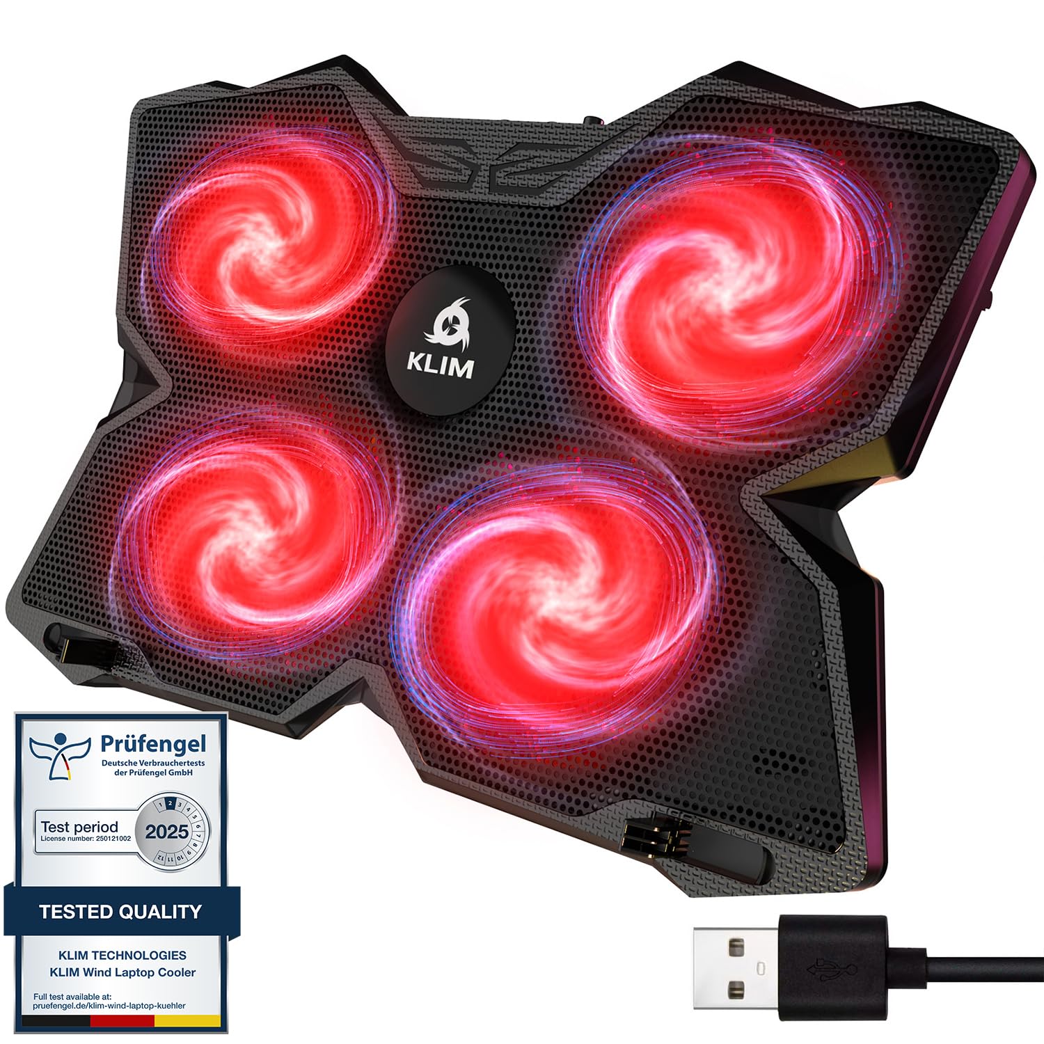 Laptop Cooling Pad - Support 11 to 17 Inch Laptops, PS4-4 Fans - Light, Quiet, Powerful Cooling - Gamer USB Slim Portable Laptop Stand - NEW 2021 Version - Black