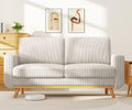 68" Loveseat Sofa Light Grey, Comfy Corduroy Couch with Spring Cushion and Solid Wood, Modern Deep Seat for Bedroom, Living Room, Office