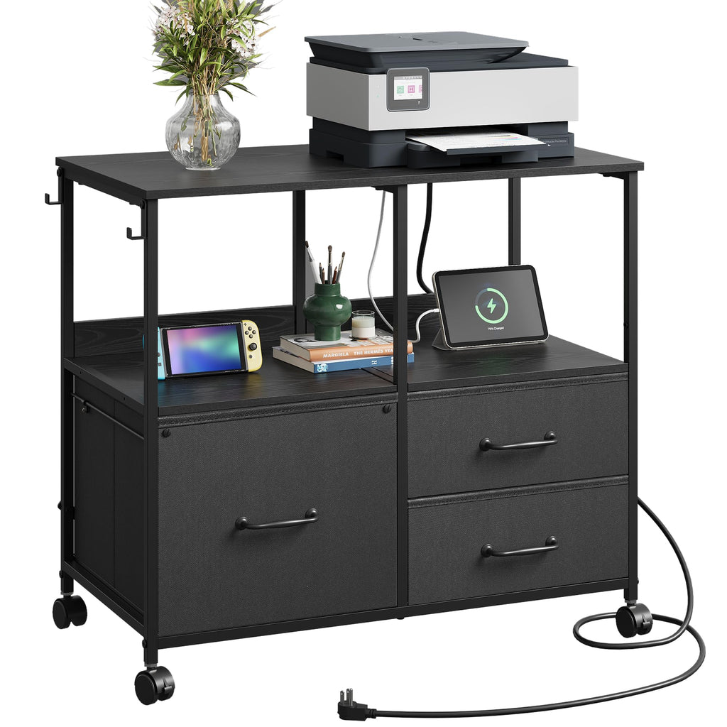 3 Drawer Mobile File Cabinet with Storage Shelf