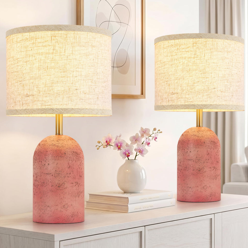 Table Lamps Set of 2, Resin Bedside Lamps for Living Room Bedroom