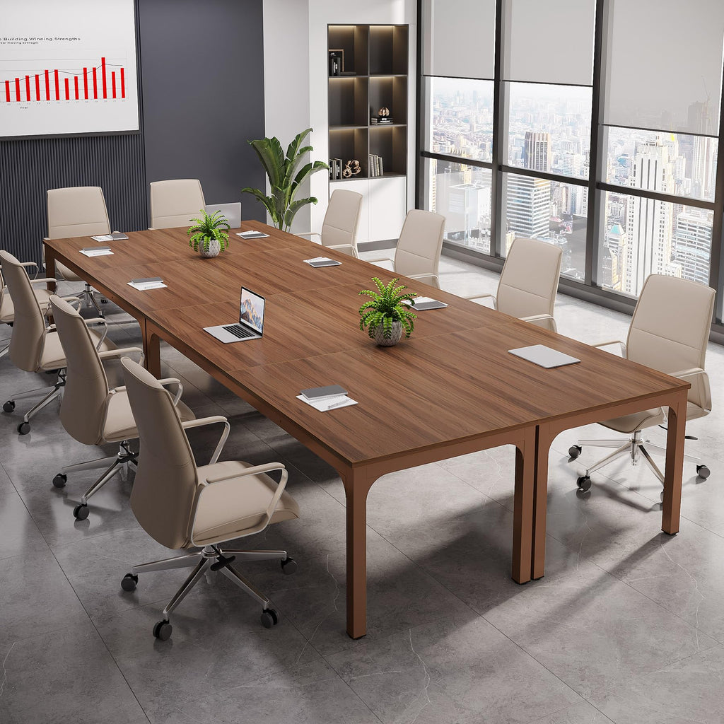 6.5 FT Conference Room Table, 78.74" W x 27.56" D Large Office Conference Table, Modern Seminar Meeting Table Desk for Boardroom, Meeting Room (2, Walnut)