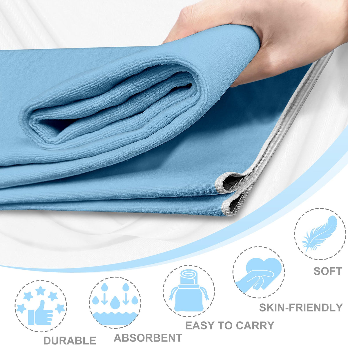 Yoga Towel,Ultra-Absorbent Yoga Mat Towel for Hot Yoga Towel Non Slip,Featuring Ultra-Stylish Prints,Ideal for Workouts,Hot Yoga, Bikram,Pilates Equipment,72 x 27 in, Blue