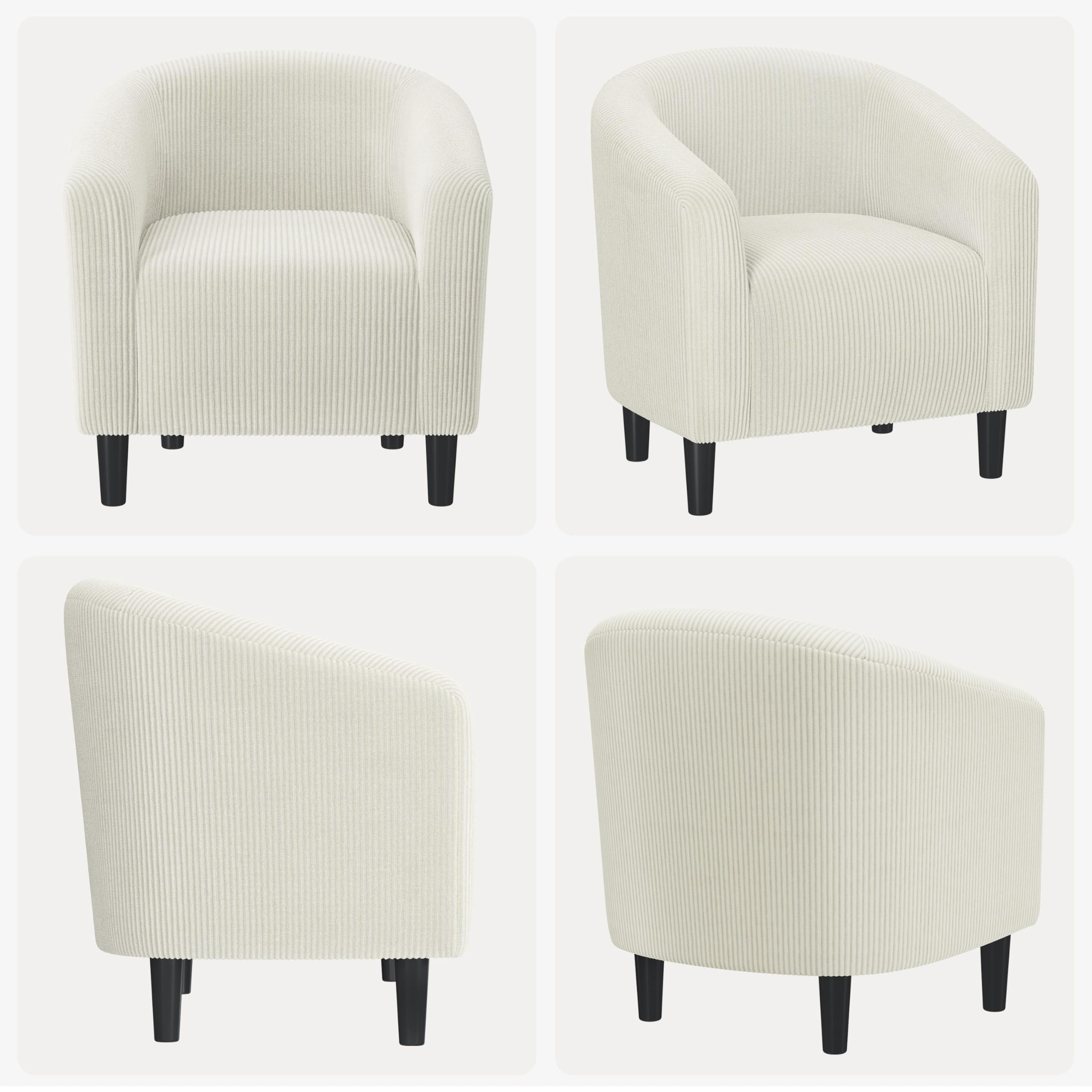 Accent Barrel Chair, Corduroy Fabric Club Chair, Furry Sherpa Elegant Armchair with Cozy Soft Padded, Suitable for Living Room Bedroom Reception Room Office, Beige