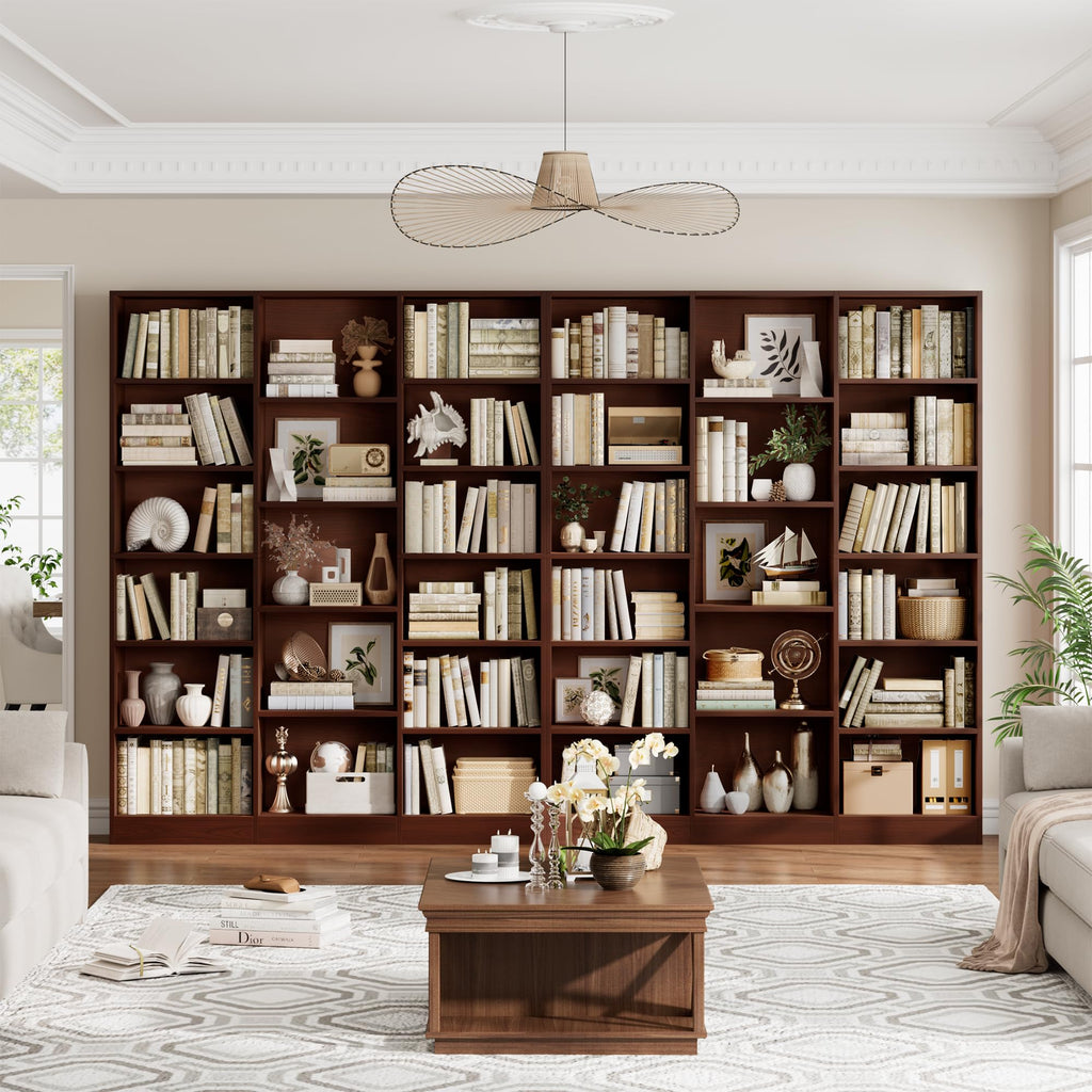 Triple Wide Bookshelf, Large Bookshelf with 17 Display Shelves