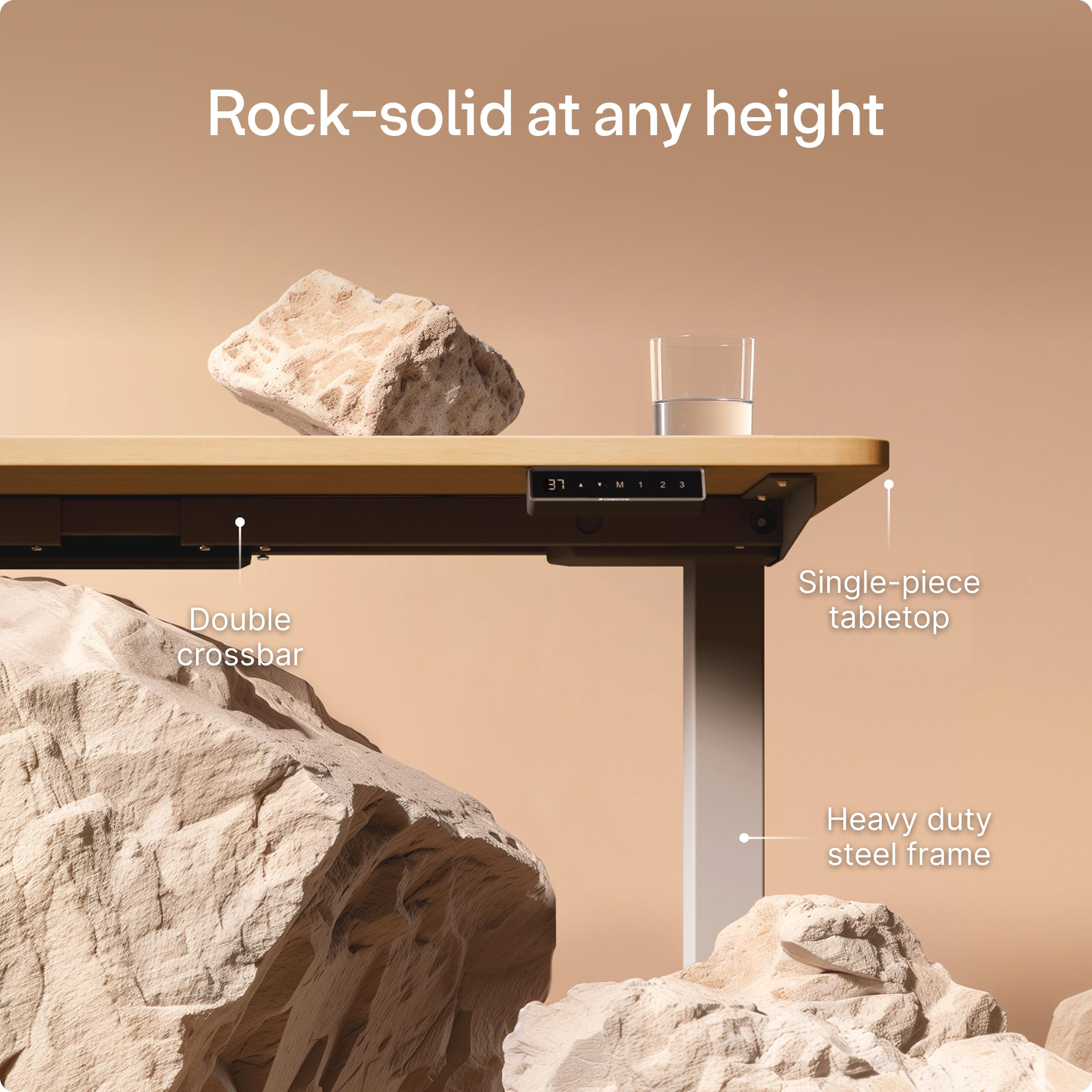 Standing Desk 54x28 — Made in Europe, Ergonomic Sit Stand Home Office Desk, Electric Height Adjustable, Dual Motor, USB & USB-C Charging, Wobble-Free, Touchscreen, 3 Memory Presets