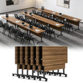 Folding Conference Table,6 Pack Walnut Flip Top Mobile Training Table