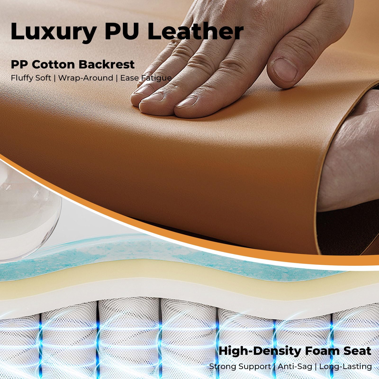 Ergonomic Executive Recliner, Adjustable Electric Office Chair 90-155° with Footrest, 4-Position Headrest, 300LBS Heavy Duty, 2-in-1 Base Swivel Desk Chair w/USB, Brown & Black PU Leather