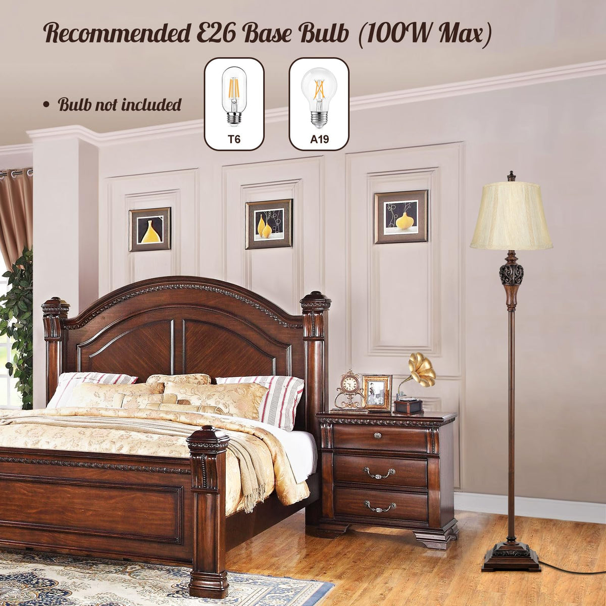 Vintage Floor Lamp for Living Room, Traditional Tall Standing Lamp