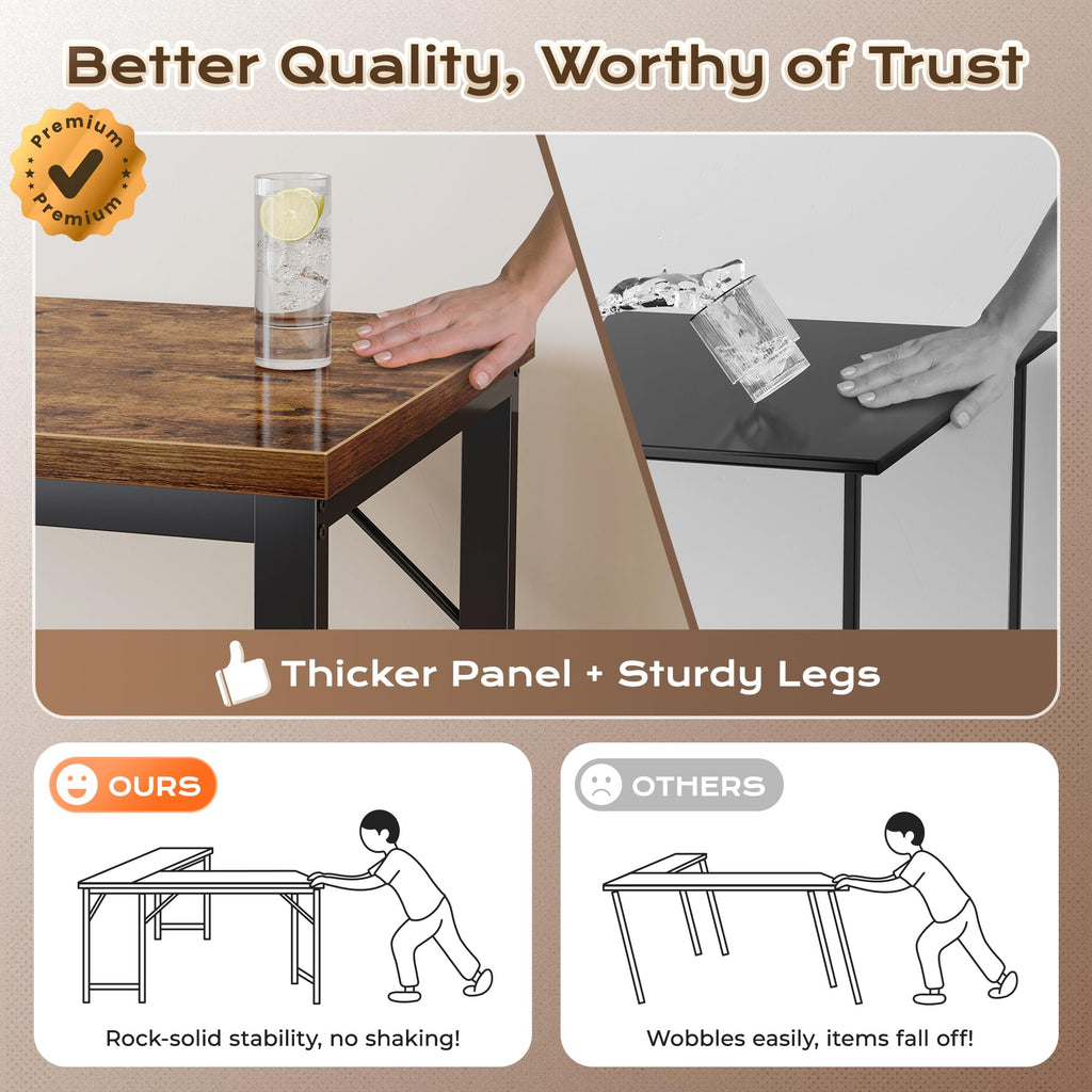 63 Inch L Shaped Desk with 0.95 Inch Thicker Desktop, Reversible Computer Desk, Larger Corner Office Gaming Desk, Robust Metal Frame, for Home Office, Rustic Brown