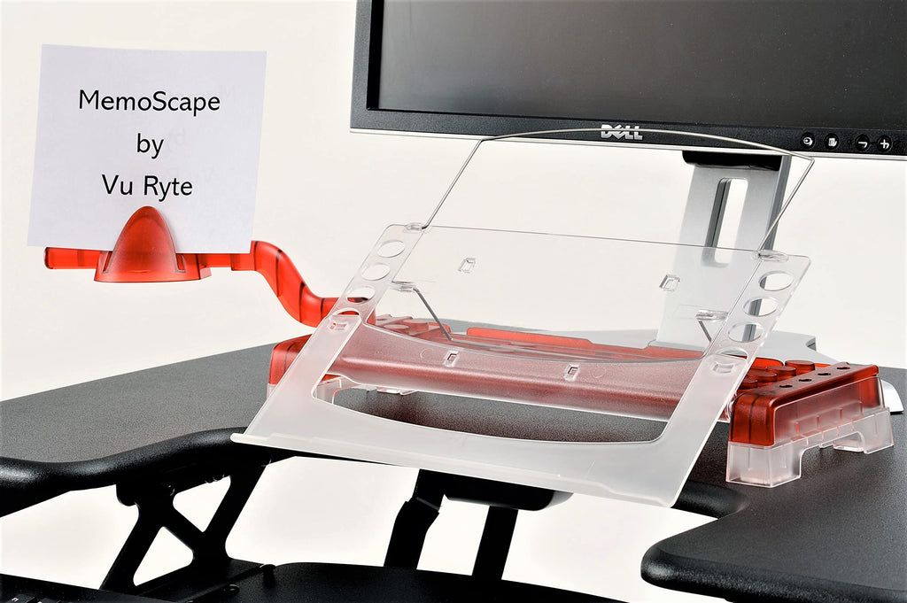 Adjustable in-Line Document Holder for Typing | Reduces Neck Strain, Improves Focus, Boosts Desk Organization, and Workflow | Paper Holder Stand for Desk and Home Office - Red