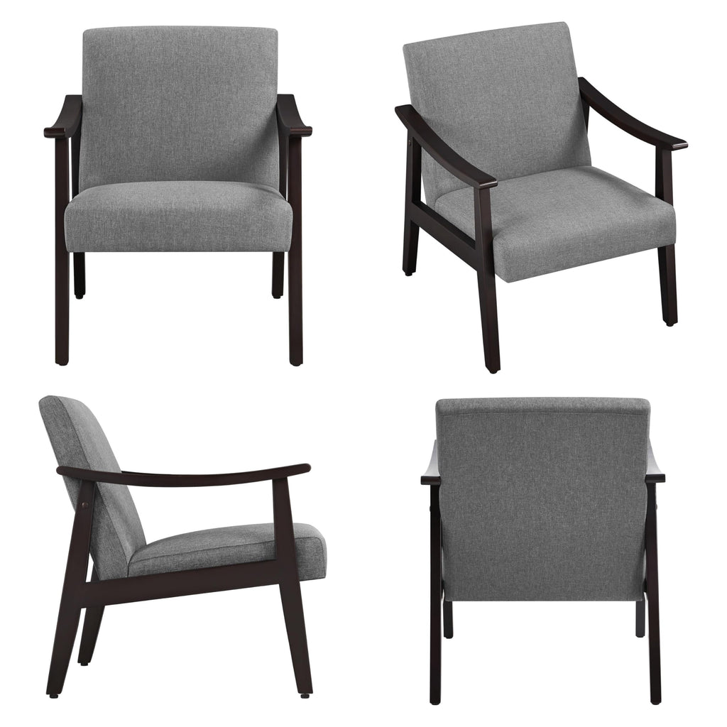 Accent Chair, Mid-Century, Modern Linen Fabric Side Chair with High Back for Living Room/Office/Bedroom, Minimalist, Dark Gray