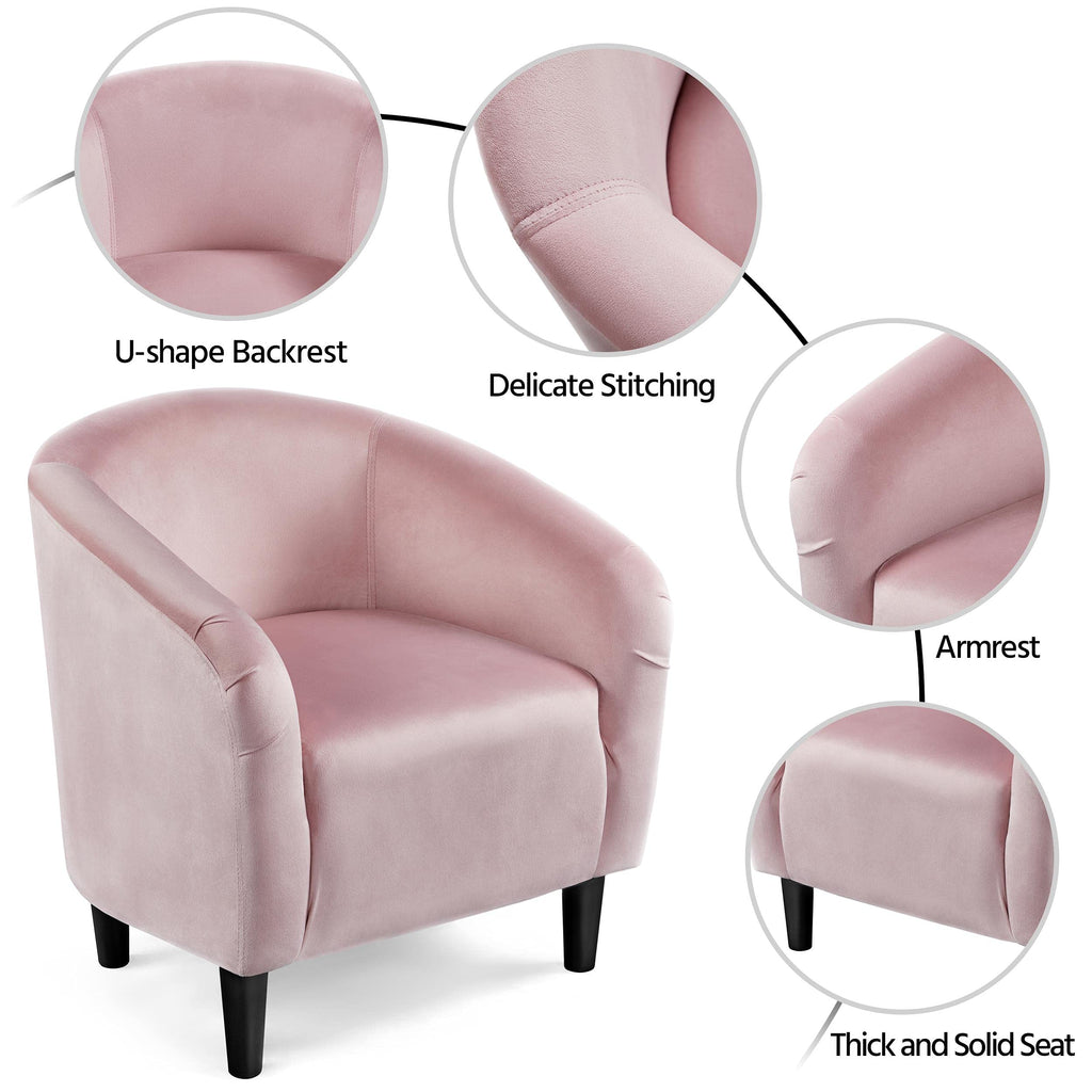 Accent Barrel Chair, Boucle Fabric Club Chair, Furry Sherpa Elegant Armchair with Cozy Soft Padded, Suitable for Living Room Bedroom Reception Room Office, Pink