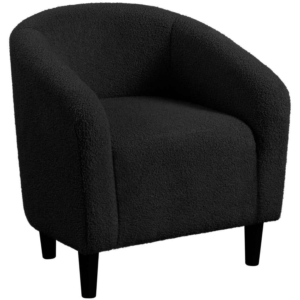 Accent Barrel Chair, Boucle Fabric Club Chair, Furry Sherpa Elegant Armchair with Cozy Soft Padded, Suitable for Living Room Bedroom Reception Office, Black