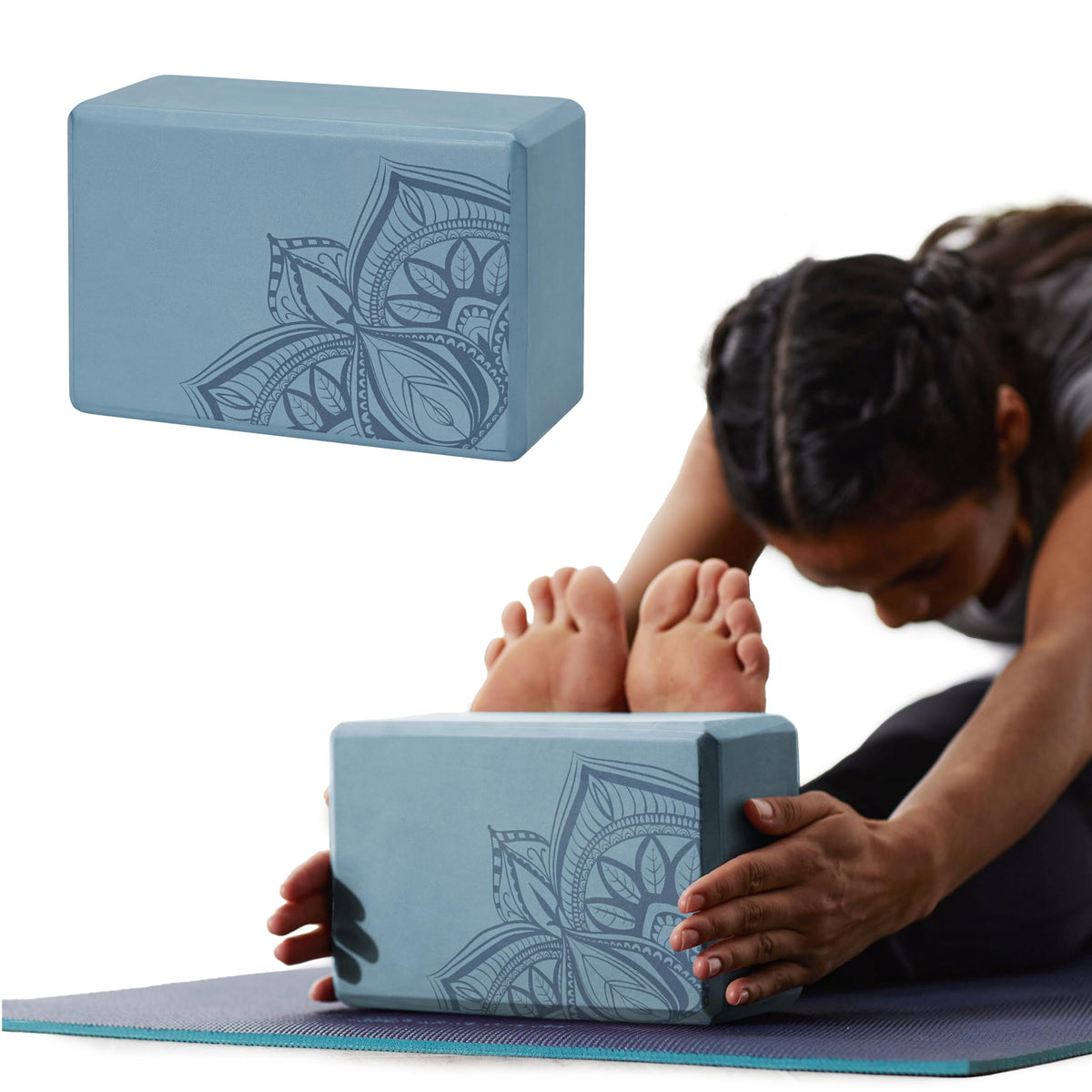 Yoga Block, EVA Foam for Balance & Stretch (1 Block, Blue Shadow Pt)