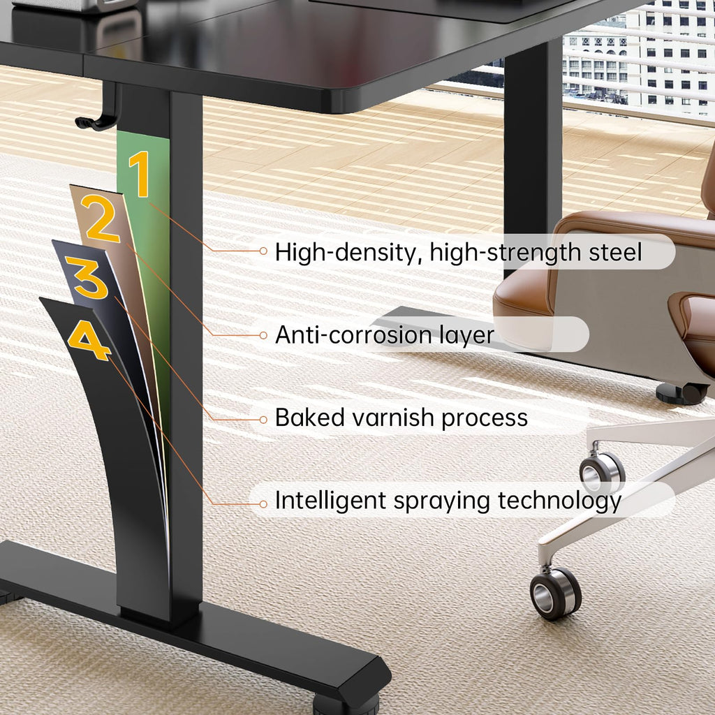 39.4" Small Electric Standing Desk, Adjustable Height Office Desk with Wood Desktop, Computer Table for Home Work, Study and Gaming, Small Spaces, Modern Furniture, Black