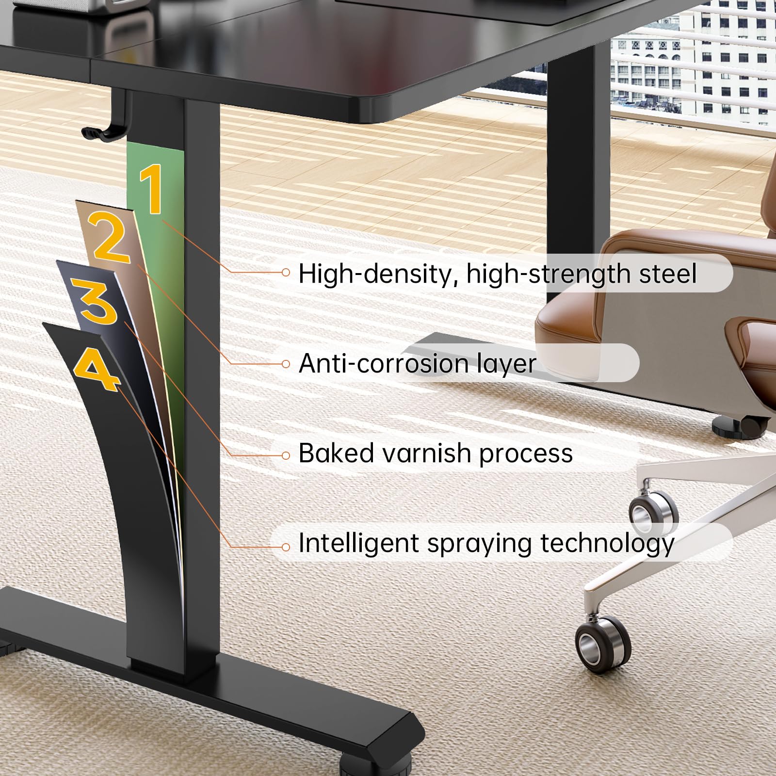 39.4" Small Electric Standing Desk, Adjustable Height Office Desk with Wood Desktop, Computer Table for Home Work, Study and Gaming, Small Spaces, Modern Furniture, Black