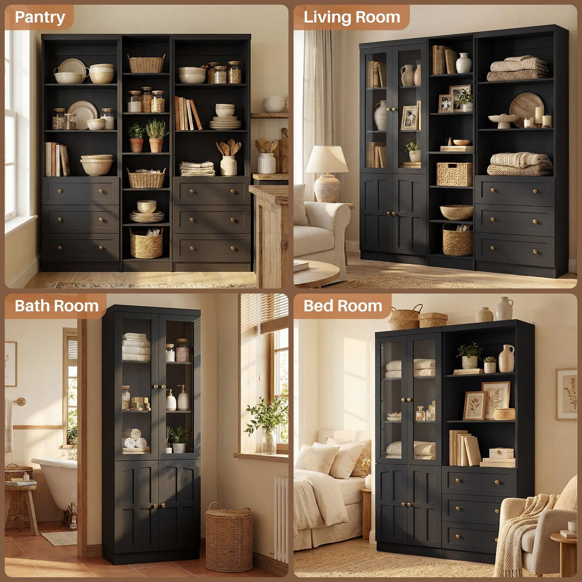 80" H Bookshelf with Adjustable Shelves and Thickened Top Panel