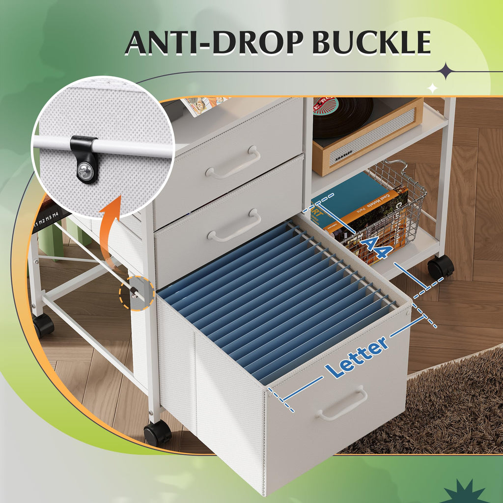 3 Drawer Mobile File Cabinet with Open Storage Shelf