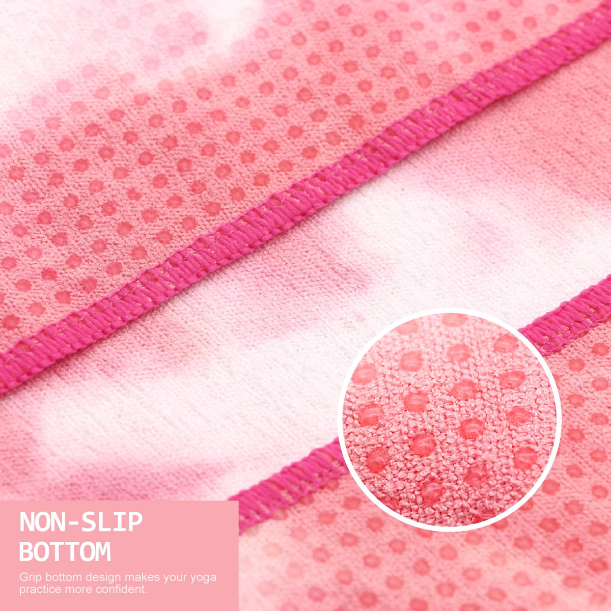 Yoga Towel,Hot Yoga Mat Towel with Grip Dots Sweat Absorbent Non-Slip for Hot Yoga, Pilates and Workout 24" x72", Red & White