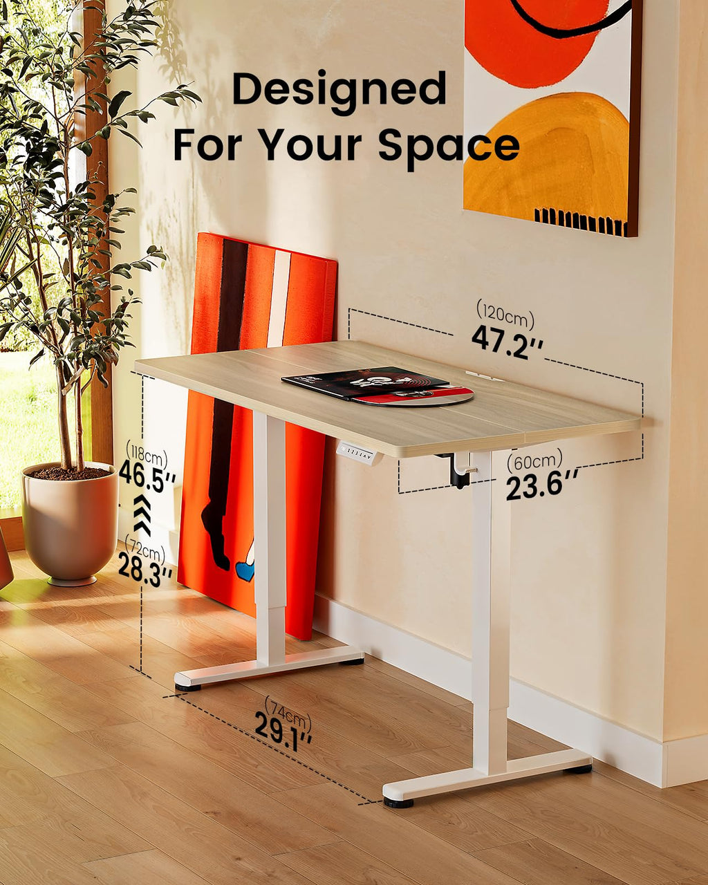 Height Adjustable Electric Standing Desk, 48x24 Inches Sit Stand up Memory Computer Home Office Desk (Natural),(EGESD5N)