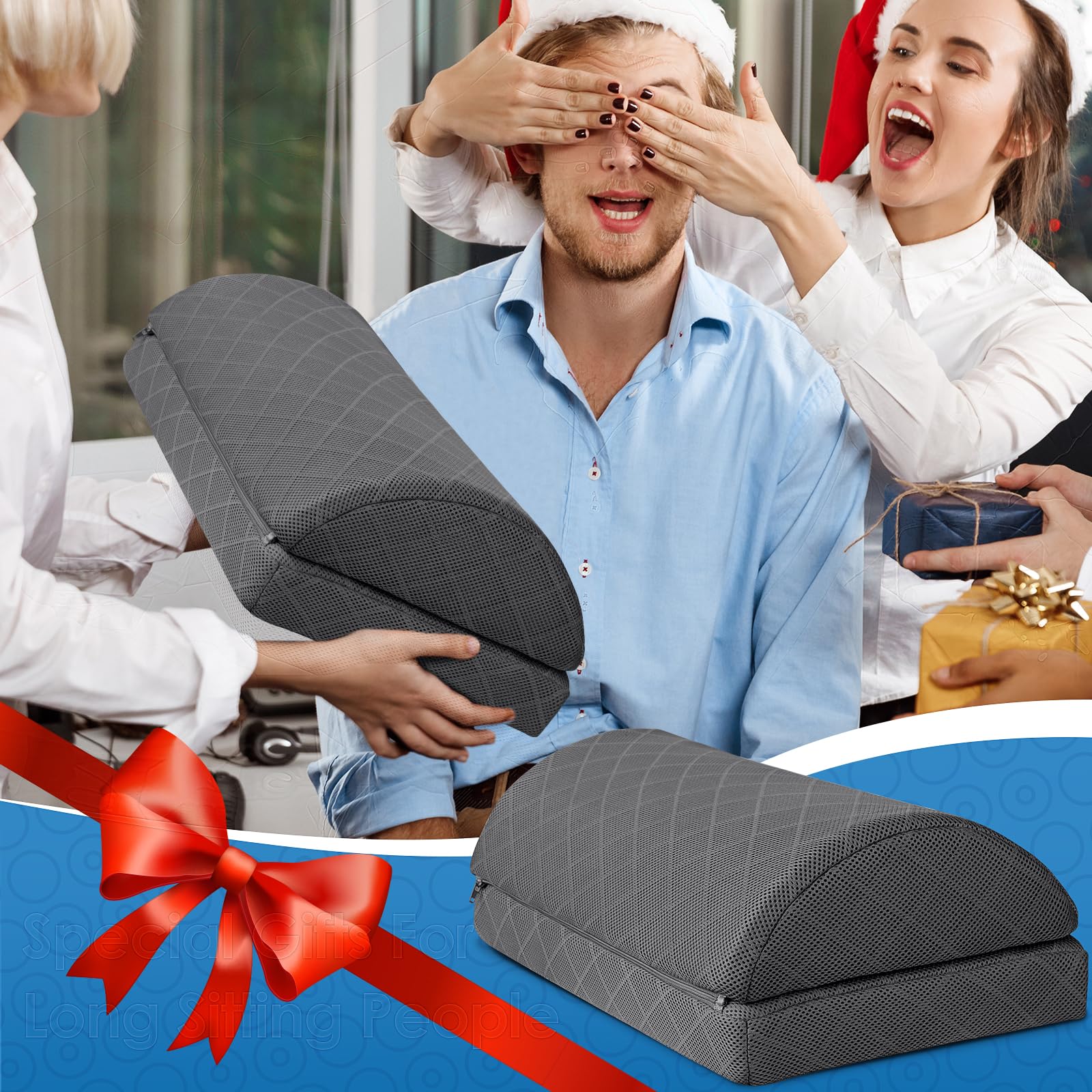 Foot Rest,Desk & Gaming Accessories,Foot Rest for Under Desk at Work,Comfortable Footrest with 2 Adjustable Heights & Removable Cover, Office Desk Accessories（Gray-20 in）