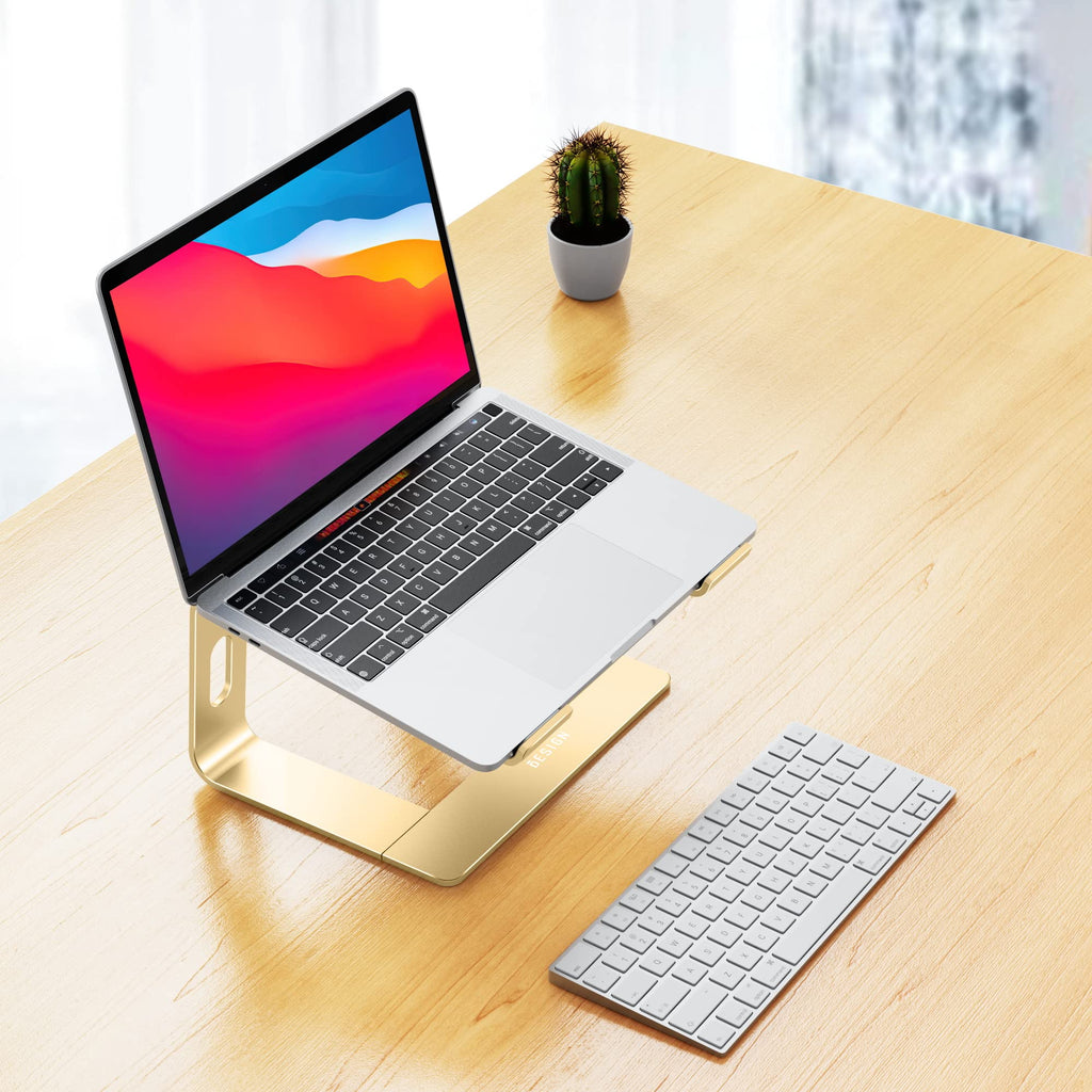 Aluminum Laptop Stand, Ergonomic Detachable Computer Stand, Notebook Riser, Laptop Mount Compatible with Air, Pro, Dell, HP, Lenovo More 10-15.6" Laptops, Gold