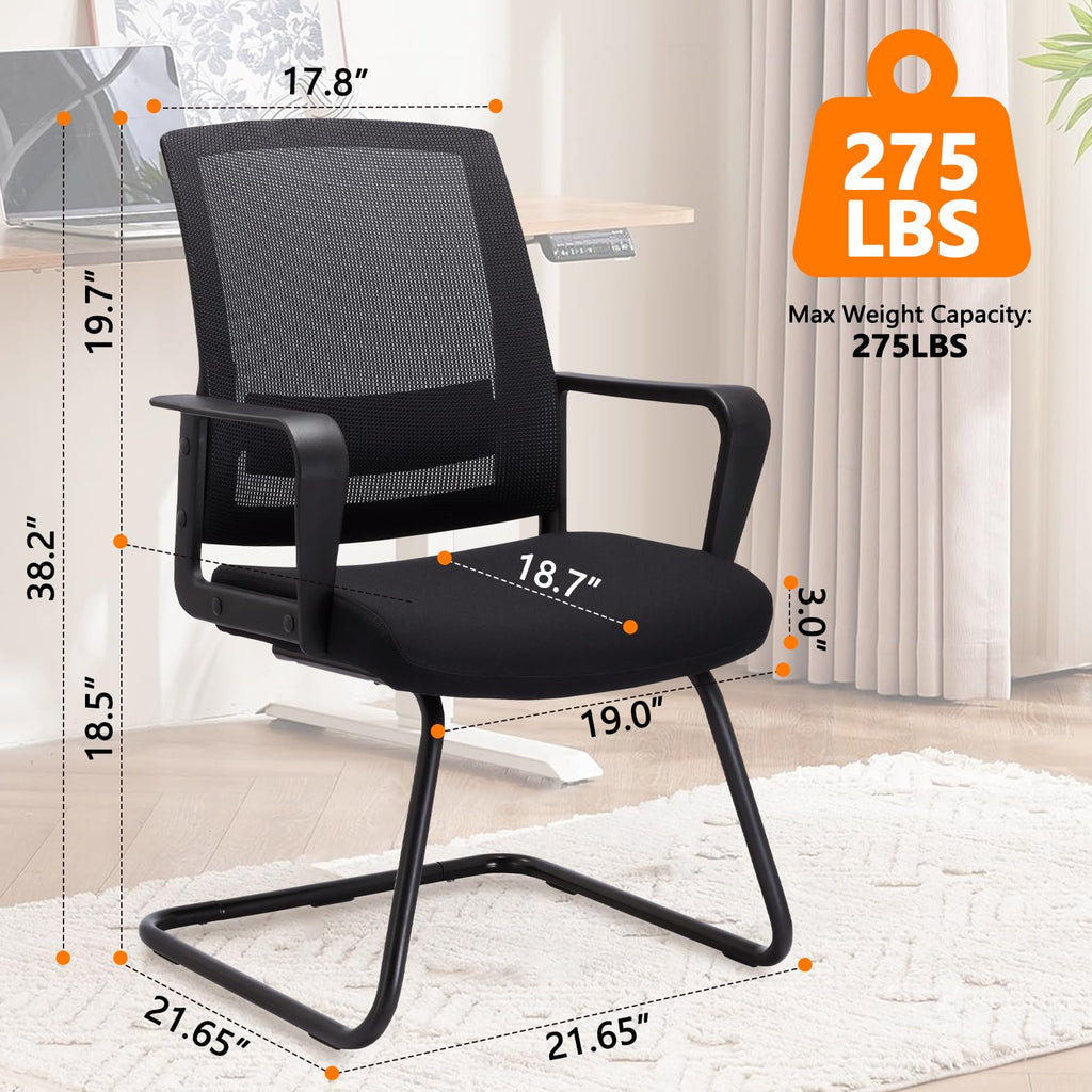 8 Pack, Office Guest Chair with Lumbar Support and Mid Back Mesh Space Air Grid Series for Reception Conference Room