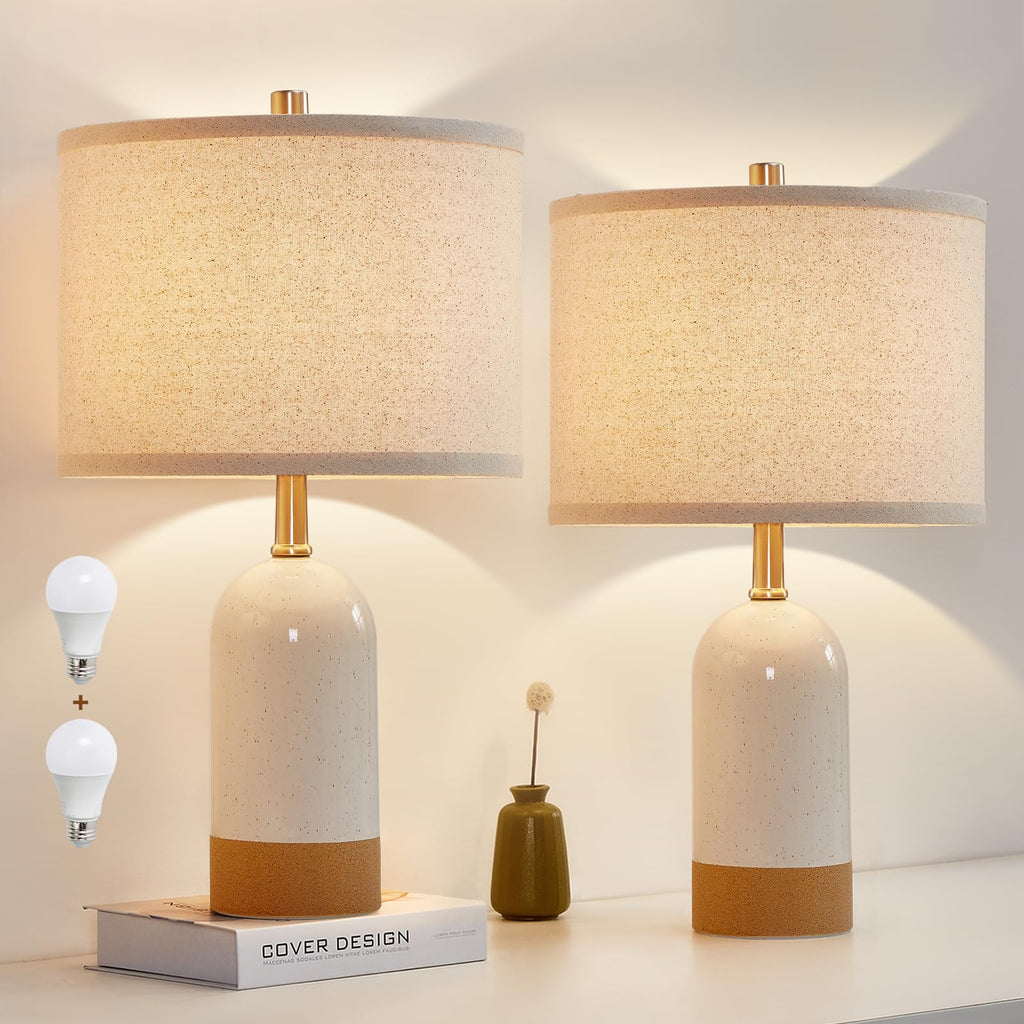 Table Lamps Set of 2, Bedside Table Lamp for Bedroom Living Room