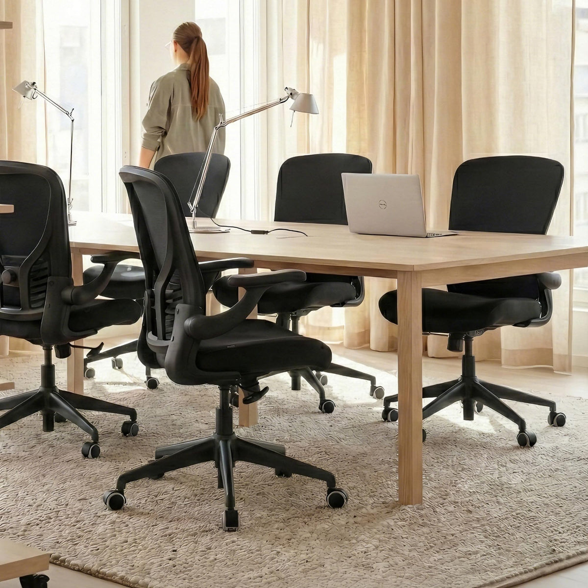 (Pack of 3, Black) Executive Office Chair, Thick Padded PU Leather Desk Chair with Adjustable Lumbar Support and 3D Armrests, Easy-Clean for Home Office and Study Room