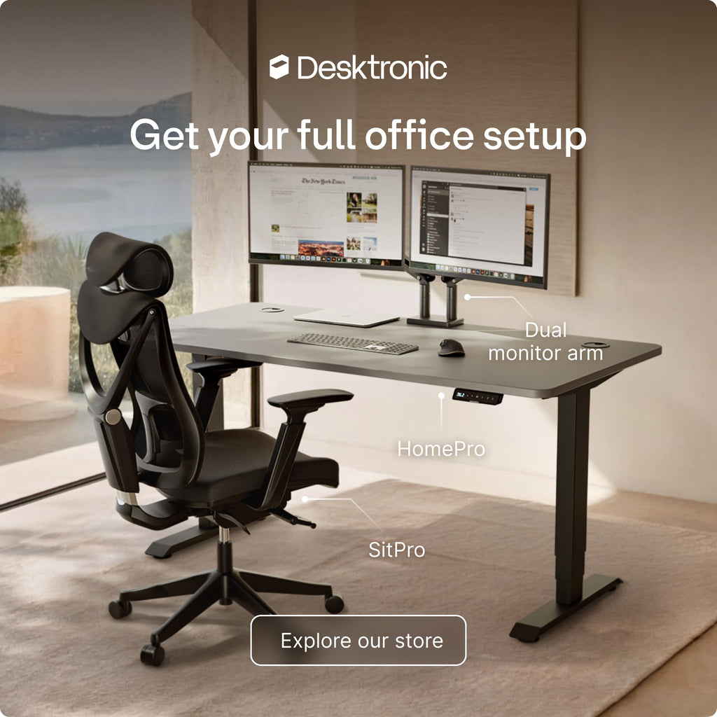 Standing Desk 54x28 — Made in Europe, Ergonomic Sit Stand Home Office Desk, Electric Height Adjustable, Dual Motor, USB & USB-C Charging, Wobble-Free, Touchscreen, 3 Memory Presets